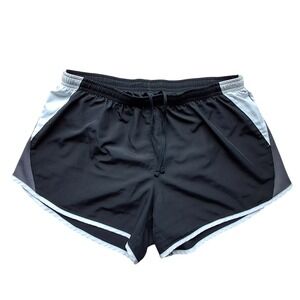 Nike Dri Running Shorts Black Grey White Athletic Gym Workout Womens Size Large
